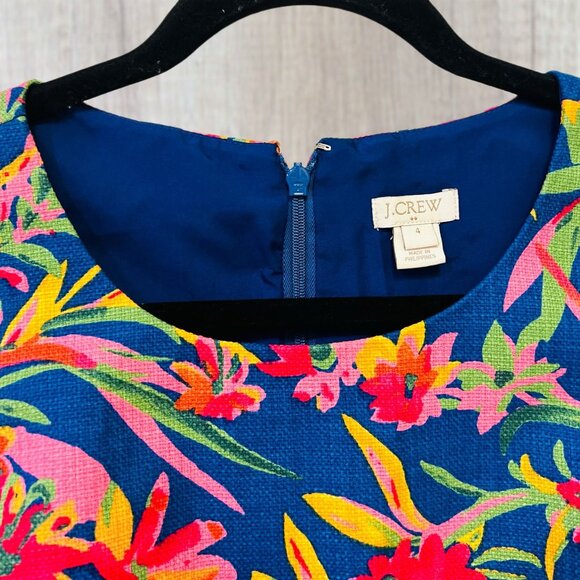 J.Crew Tropical Floral Bodycon Shift Dress Knee Length Sleeveless Multicolor 4 - Picture 10 of 12